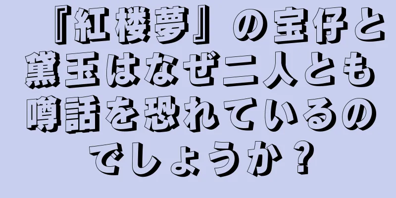 『紅楼夢』の宝仔と黛玉はなぜ二人とも噂話を恐れているのでしょうか？