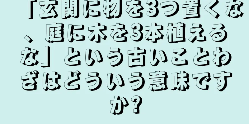 「玄関に物を3つ置くな、庭に木を3本植えるな」という古いことわざはどういう意味ですか?