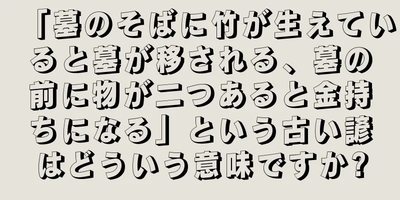 「墓のそばに竹が生えていると墓が移される、墓の前に物が二つあると金持ちになる」という古い諺はどういう意味ですか?
