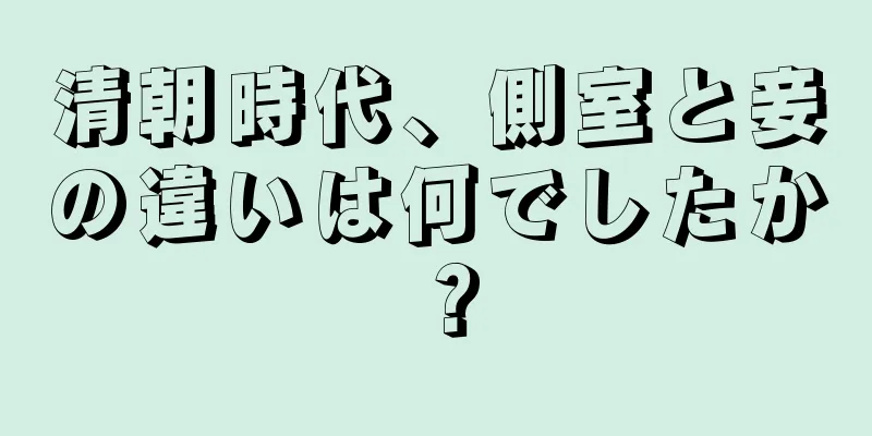 清朝時代、側室と妾の違いは何でしたか？