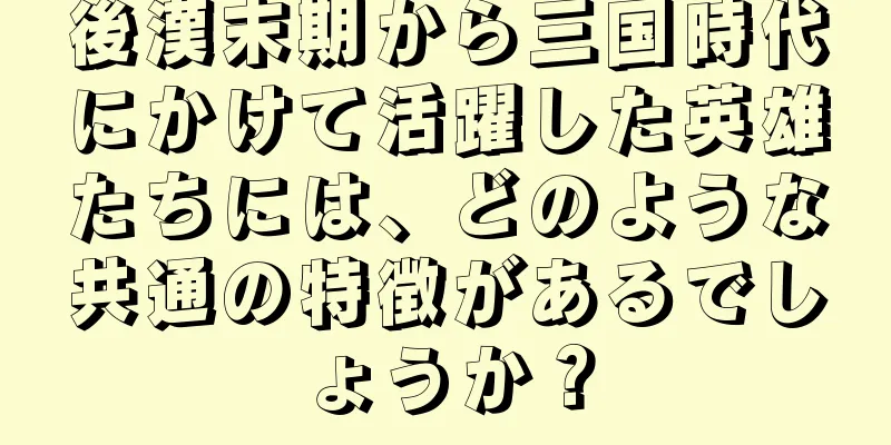 後漢末期から三国時代にかけて活躍した英雄たちには、どのような共通の特徴があるでしょうか？