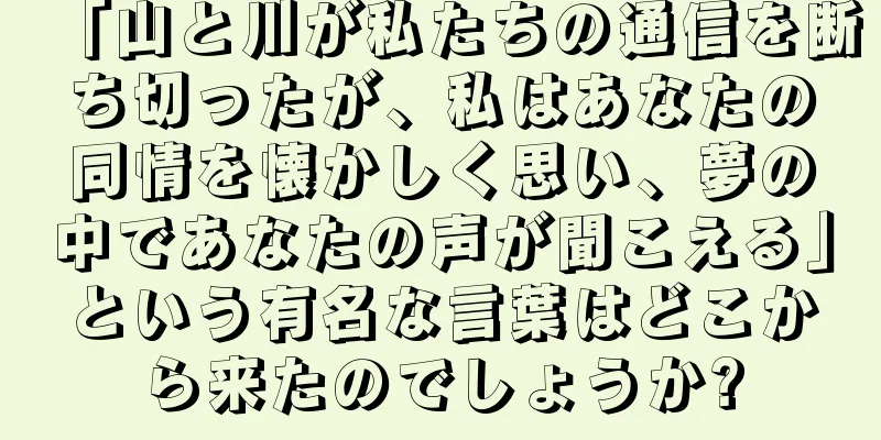 「山と川が私たちの通信を断ち切ったが、私はあなたの同情を懐かしく思い、夢の中であなたの声が聞こえる」という有名な言葉はどこから来たのでしょうか?