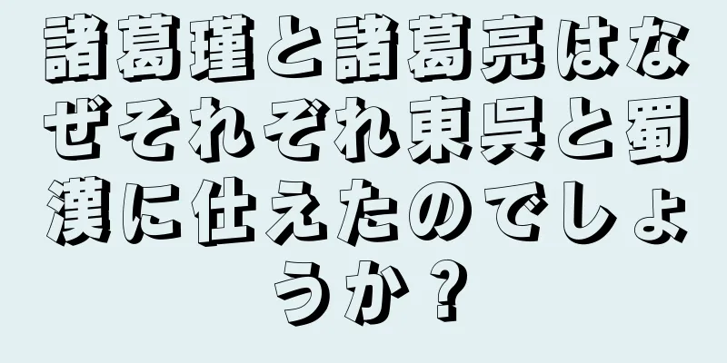 諸葛瑾と諸葛亮はなぜそれぞれ東呉と蜀漢に仕えたのでしょうか？