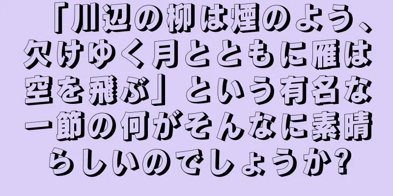 「川辺の柳は煙のよう、欠けゆく月とともに雁は空を飛ぶ」という有名な一節の何がそんなに素晴らしいのでしょうか?