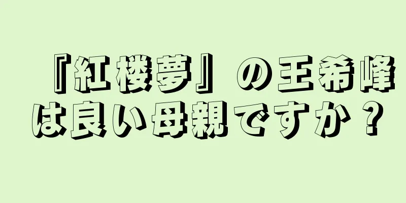 『紅楼夢』の王希峰は良い母親ですか？