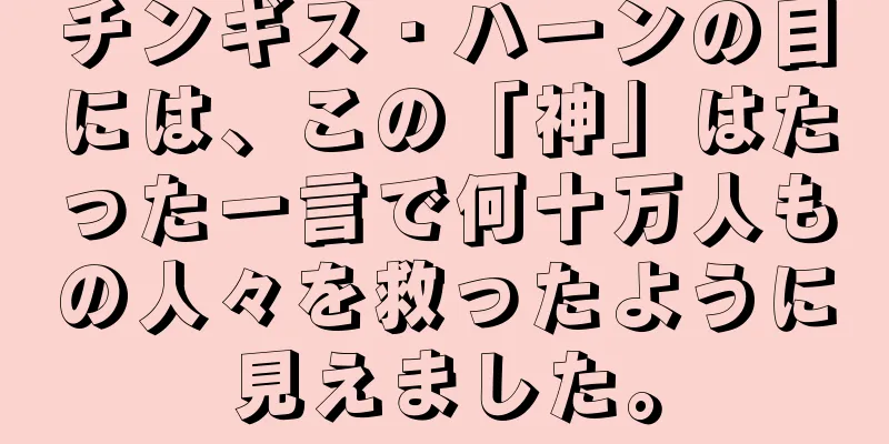 チンギス・ハーンの目には、この「神」はたった一言で何十万人もの人々を救ったように見えました。