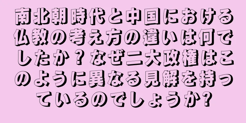 南北朝時代と中国における仏教の考え方の違いは何でしたか？なぜ二大政権はこのように異なる見解を持っているのでしょうか?