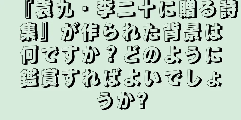 『袁九・李二十に贈る詩集』が作られた背景は何ですか？どのように鑑賞すればよいでしょうか?