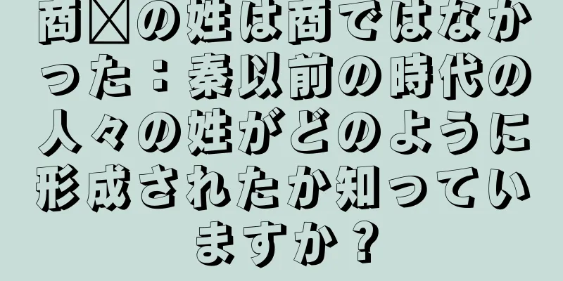 商阳の姓は商ではなかった：秦以前の時代の人々の姓がどのように形成されたか知っていますか？