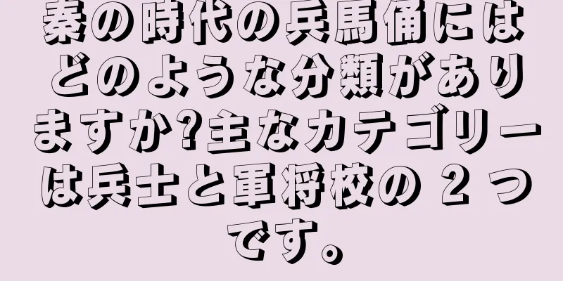 秦の時代の兵馬俑にはどのような分類がありますか?主なカテゴリーは兵士と軍将校の 2 つです。