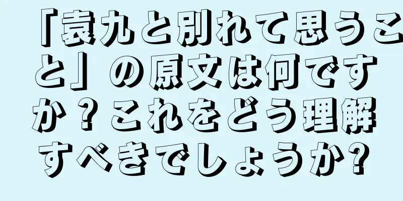 「袁九と別れて思うこと」の原文は何ですか？これをどう理解すべきでしょうか?