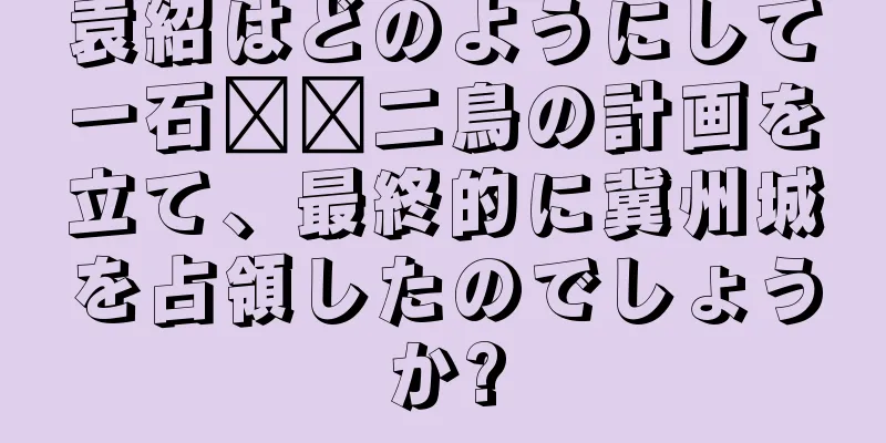 袁紹はどのようにして一石​​二鳥の計画を立て、最終的に冀州城を占領したのでしょうか?