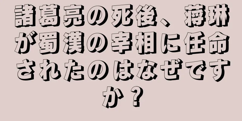 諸葛亮の死後、蒋琳が蜀漢の宰相に任命されたのはなぜですか？