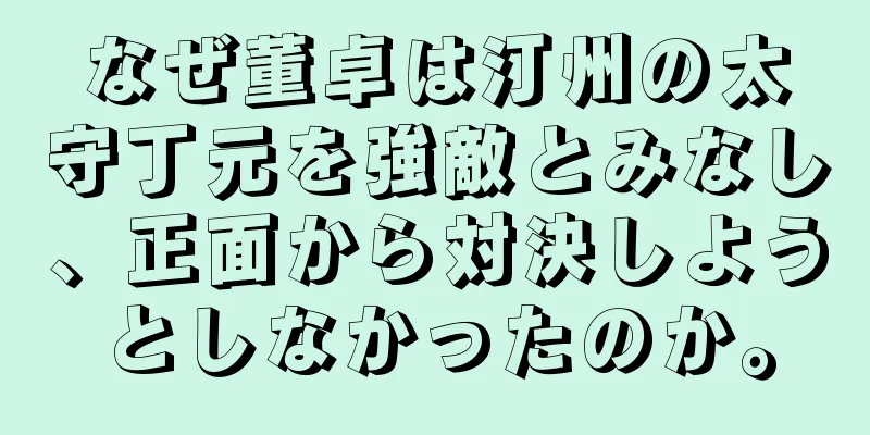 なぜ董卓は汀州の太守丁元を強敵とみなし、正面から対決しようとしなかったのか。