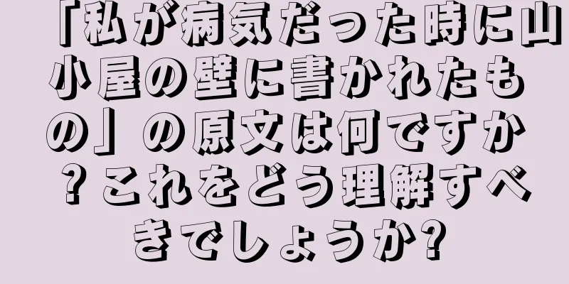 「私が病気だった時に山小屋の壁に書かれたもの」の原文は何ですか？これをどう理解すべきでしょうか?