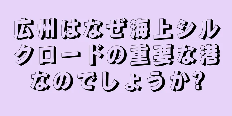 広州はなぜ海上シルクロードの重要な港なのでしょうか?