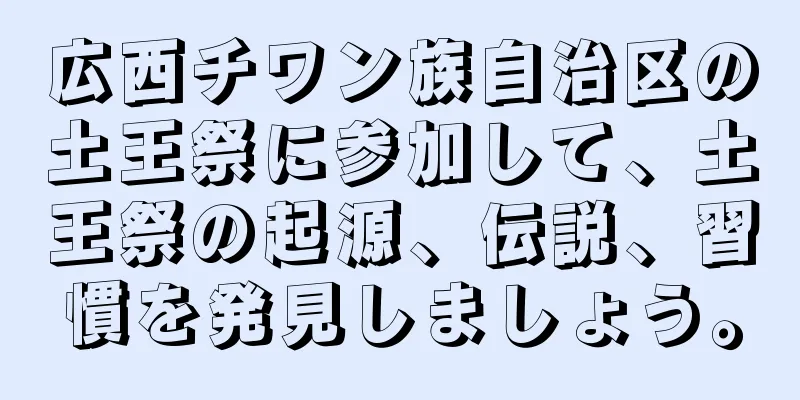 広西チワン族自治区の土王祭に参加して、土王祭の起源、伝説、習慣を発見しましょう。