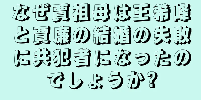 なぜ賈祖母は王希峰と賈廉の結婚の失敗に共犯者になったのでしょうか?