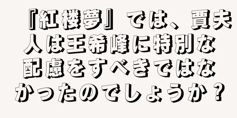 『紅楼夢』では、賈夫人は王希峰に特別な配慮をすべきではなかったのでしょうか？
