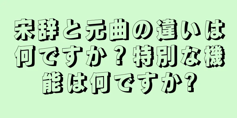 宋辞と元曲の違いは何ですか？特別な機能は何ですか?