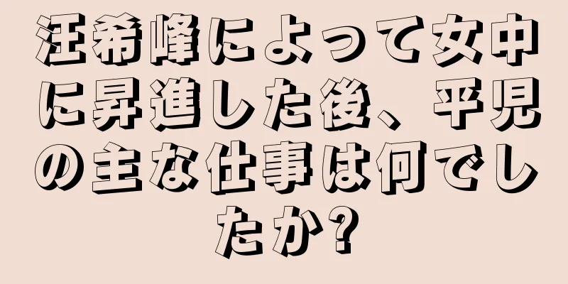 汪希峰によって女中に昇進した後、平児の主な仕事は何でしたか?
