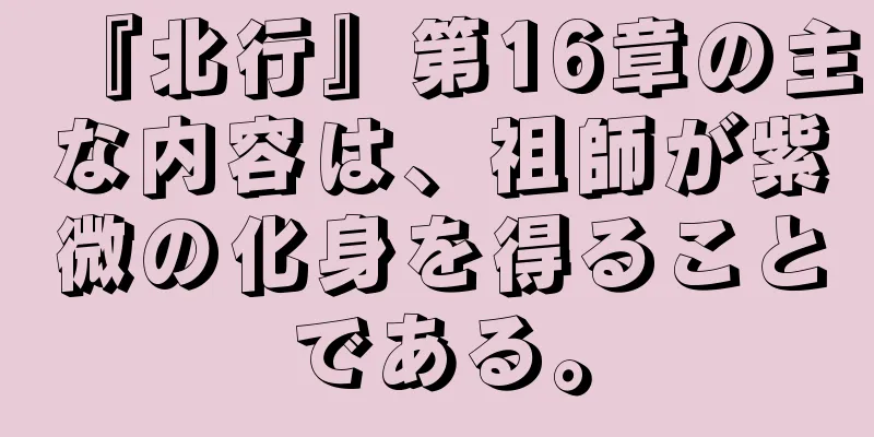 『北行』第16章の主な内容は、祖師が紫微の化身を得ることである。