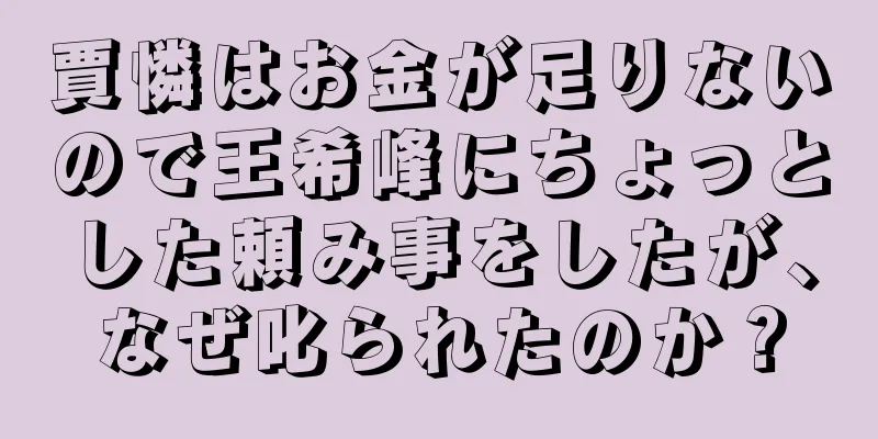 賈憐はお金が足りないので王希峰にちょっとした頼み事をしたが、なぜ叱られたのか？