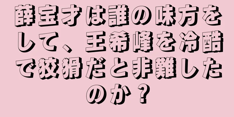 薛宝才は誰の味方をして、王希峰を冷酷で狡猾だと非難したのか？
