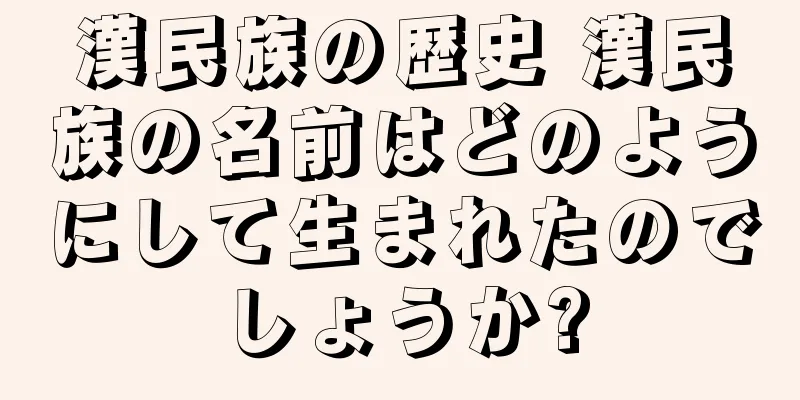 漢民族の歴史 漢民族の名前はどのようにして生まれたのでしょうか?