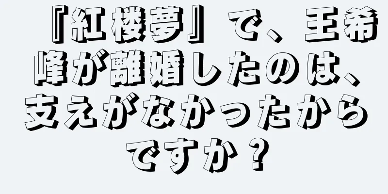『紅楼夢』で、王希峰が離婚したのは、支えがなかったからですか？