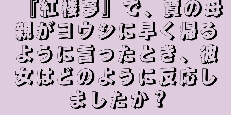 『紅楼夢』で、賈の母親がヨウシに早く帰るように言ったとき、彼女はどのように反応しましたか？