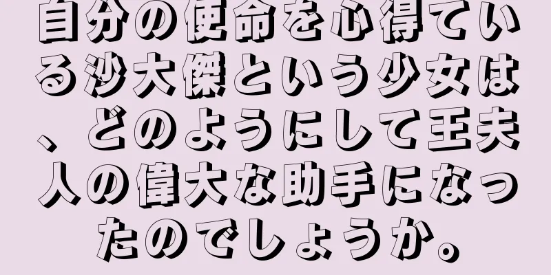 自分の使命を心得ている沙大傑という少女は、どのようにして王夫人の偉大な助手になったのでしょうか。