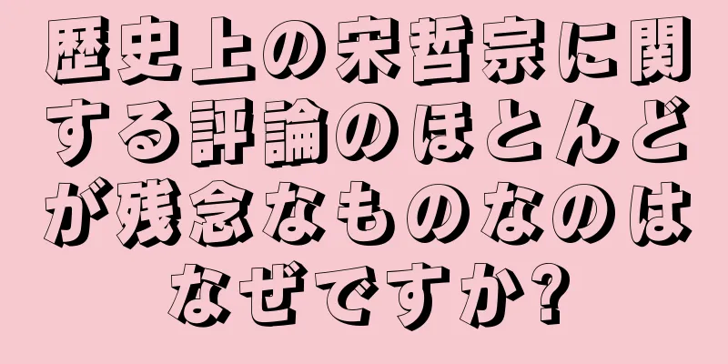 歴史上の宋哲宗に関する評論のほとんどが残念なものなのはなぜですか?