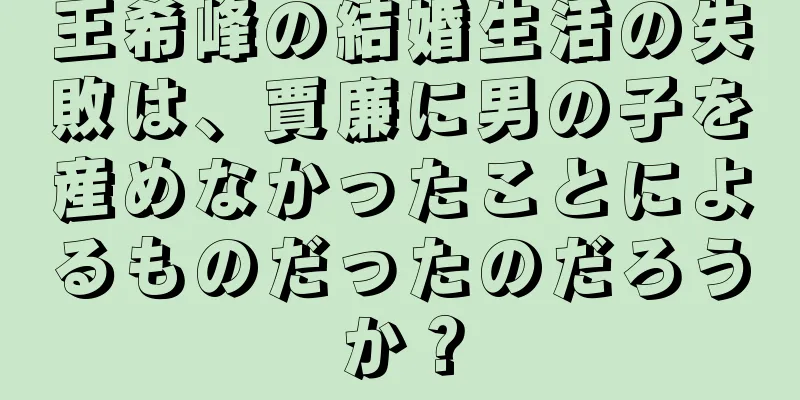 王希峰の結婚生活の失敗は、賈廉に男の子を産めなかったことによるものだったのだろうか？