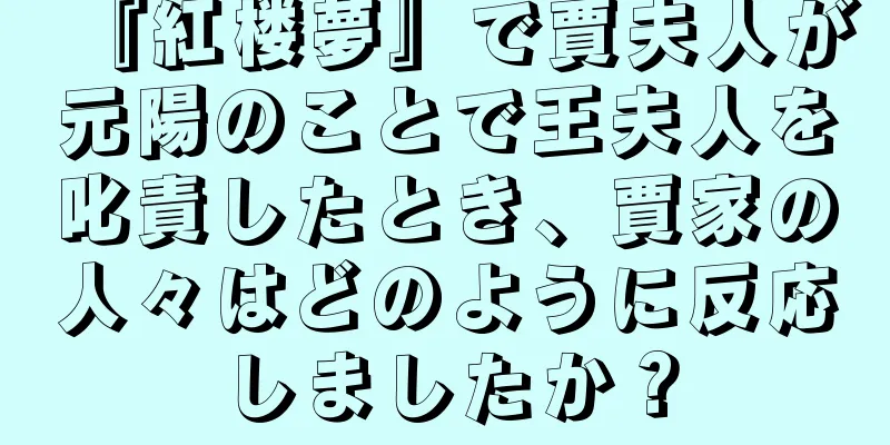 『紅楼夢』で賈夫人が元陽のことで王夫人を叱責したとき、賈家の人々はどのように反応しましたか？