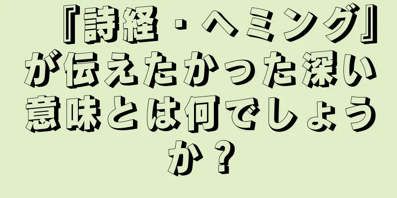 『詩経・ヘミング』が伝えたかった深い意味とは何でしょうか？