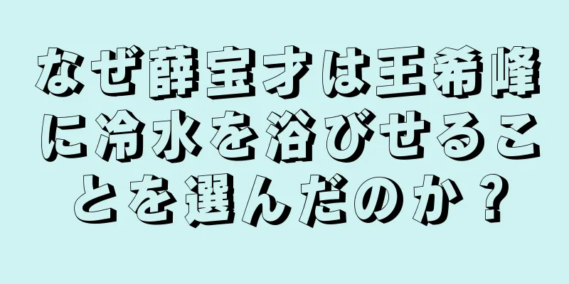なぜ薛宝才は王希峰に冷水を浴びせることを選んだのか？