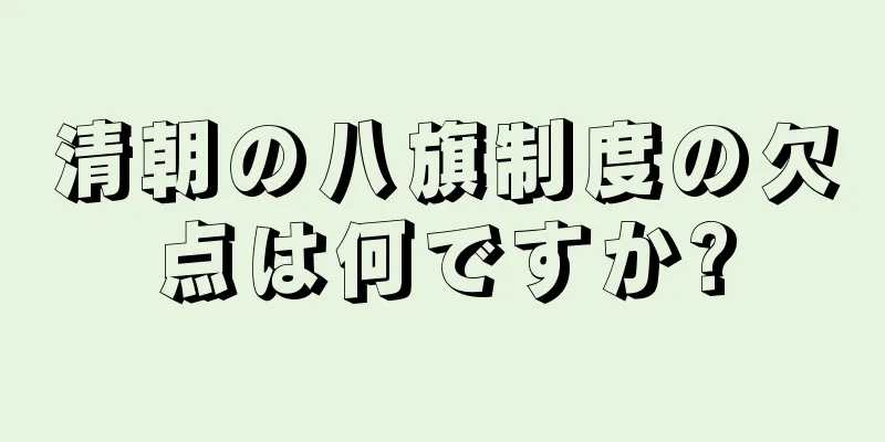 清朝の八旗制度の欠点は何ですか?