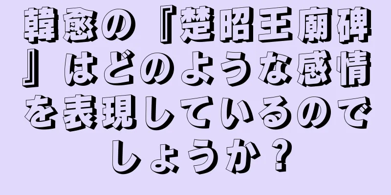 韓愈の『楚昭王廟碑』はどのような感情を表現しているのでしょうか？