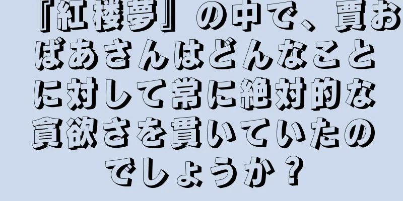 『紅楼夢』の中で、賈おばあさんはどんなことに対して常に絶対的な貪欲さを貫いていたのでしょうか？
