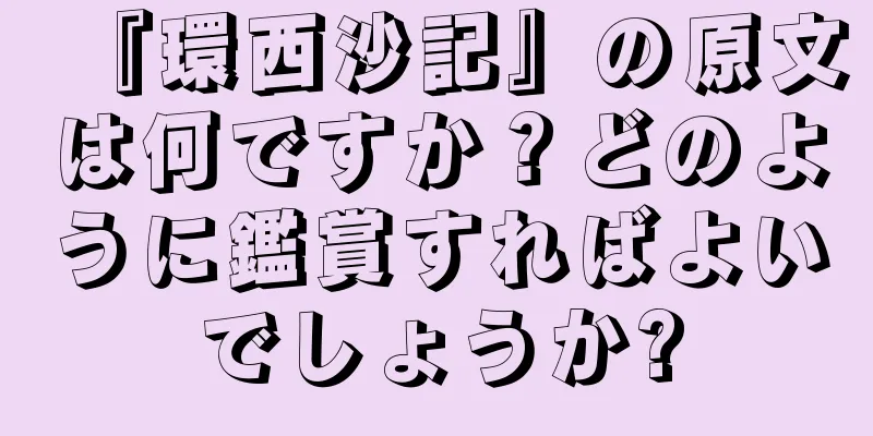『環西沙記』の原文は何ですか？どのように鑑賞すればよいでしょうか?
