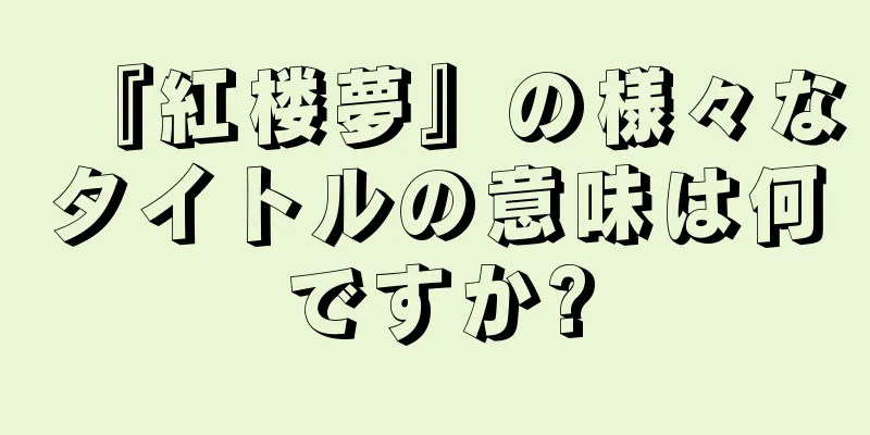 『紅楼夢』の様々なタイトルの意味は何ですか?
