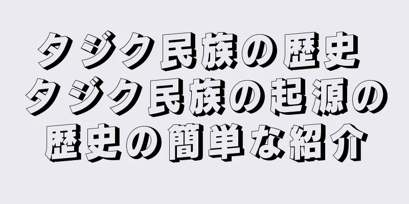 タジク民族の歴史 タジク民族の起源の歴史の簡単な紹介