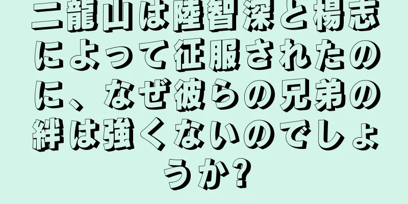 二龍山は陸智深と楊志によって征服されたのに、なぜ彼らの兄弟の絆は強くないのでしょうか?