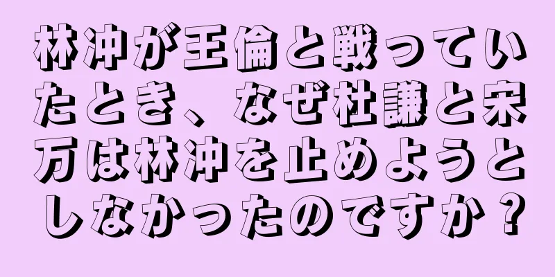 林冲が王倫と戦っていたとき、なぜ杜謙と宋万は林冲を止めようとしなかったのですか？