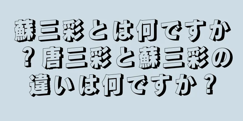 蘇三彩とは何ですか？唐三彩と蘇三彩の違いは何ですか？