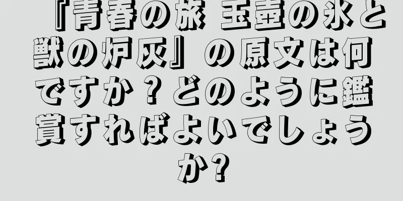 『青春の旅 玉壺の氷と獣の炉灰』の原文は何ですか？どのように鑑賞すればよいでしょうか?