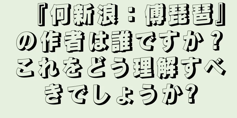 『何新浪：傅琵琶』の作者は誰ですか？これをどう理解すべきでしょうか?