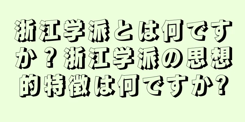 浙江学派とは何ですか？浙江学派の思想的特徴は何ですか?
