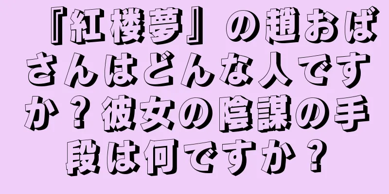 『紅楼夢』の趙おばさんはどんな人ですか？彼女の陰謀の手段は何ですか？